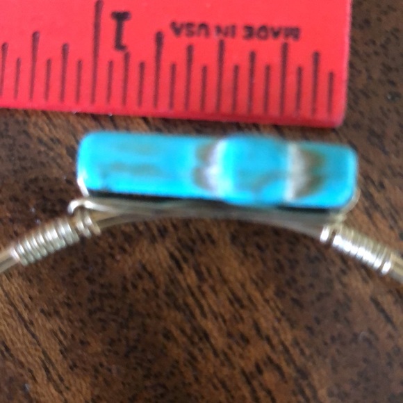 Bourbon and Bowties genuine natural stone turquoise cross bracelet - Picture 8 of 8